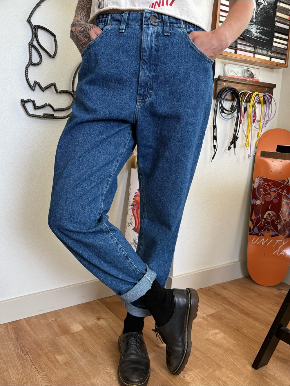 Vintage 90s NOS Lee High Waisted Side Elastic Mom Jeans Deadstock ~ 28 x 30